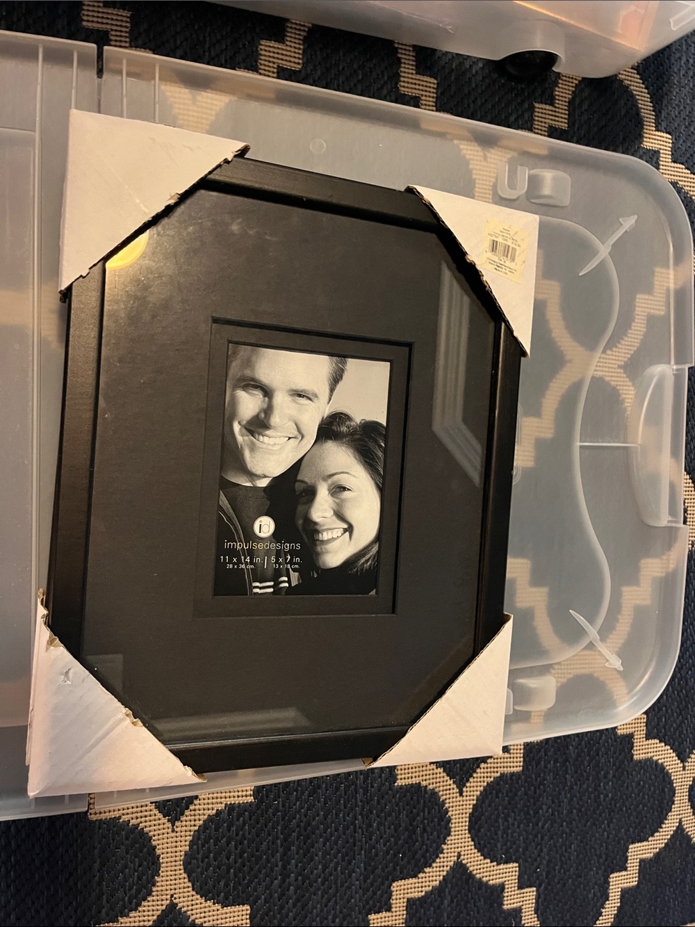 2 Black Photo Frames with Mat - Black